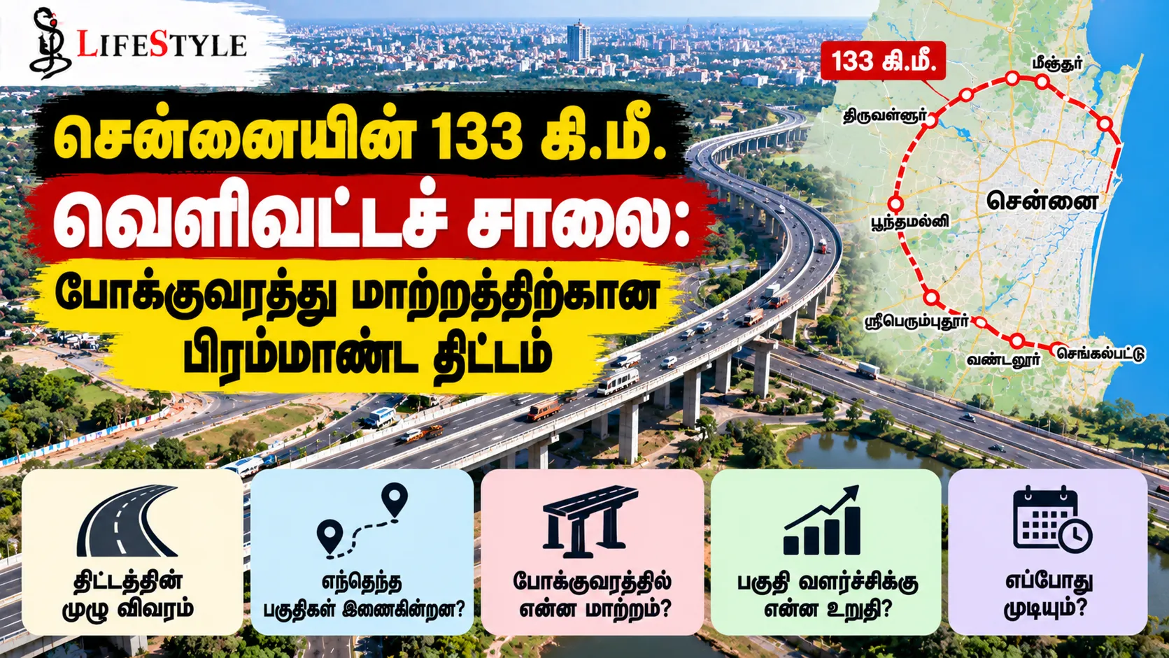 சென்னையின் 133 கி.மீ. வெளிவட்டச் சாலை: போக்குவரத்து மாற்றத்திற்கான பிரம்மாண்ட திட்டம்