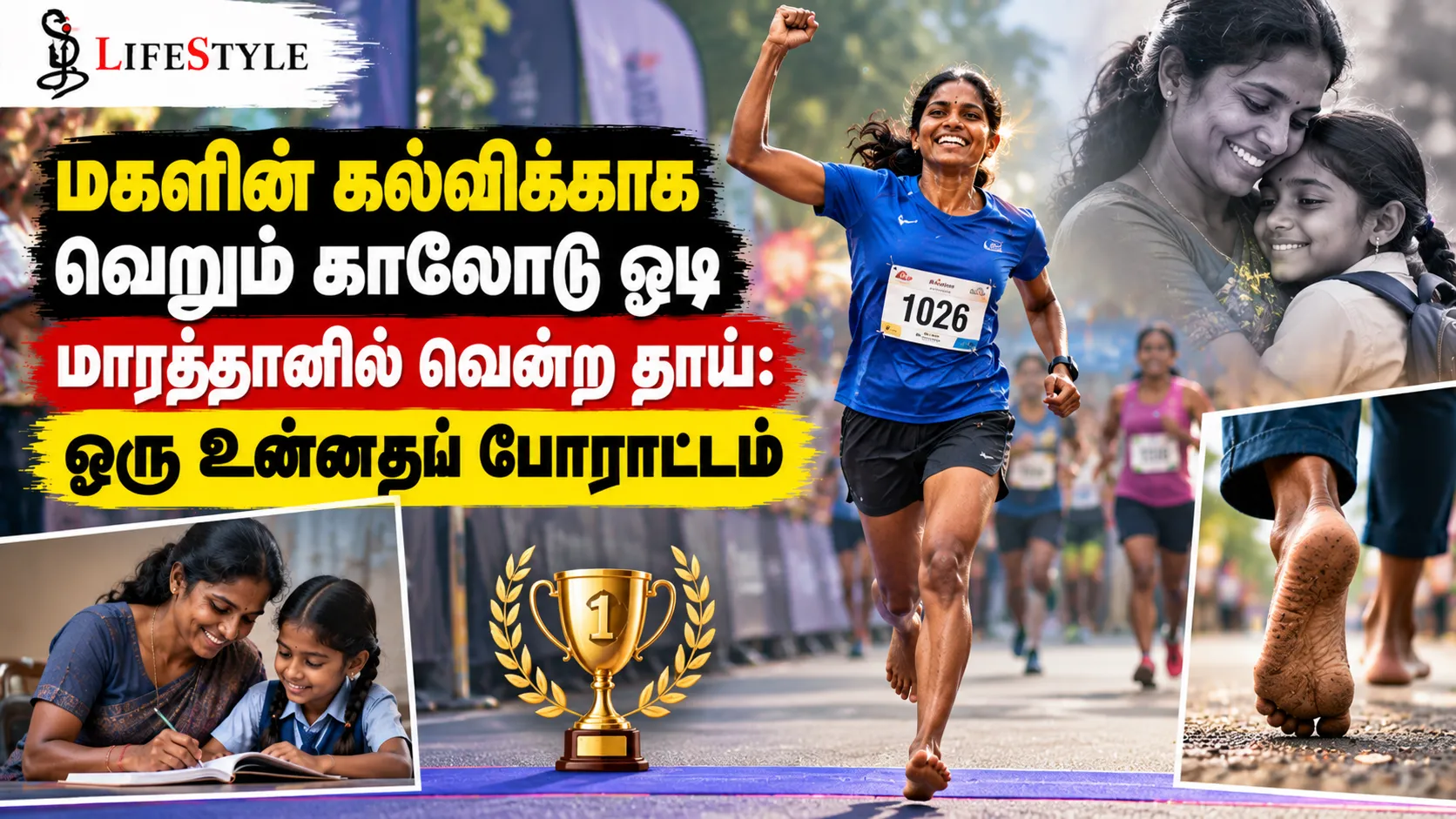 மகளின் கல்விக்காக வெறும் காலோடு ஓடி மாரத்தானில் வென்ற தாய்: ஒரு உன்னதப் போராட்டம்